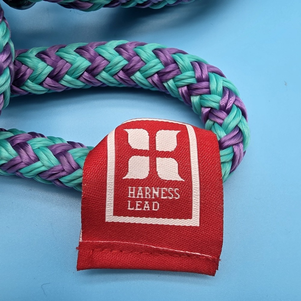 Dog Harness Lead 12 Ft Long Nylon Teal Purple - Picture 2 of 2